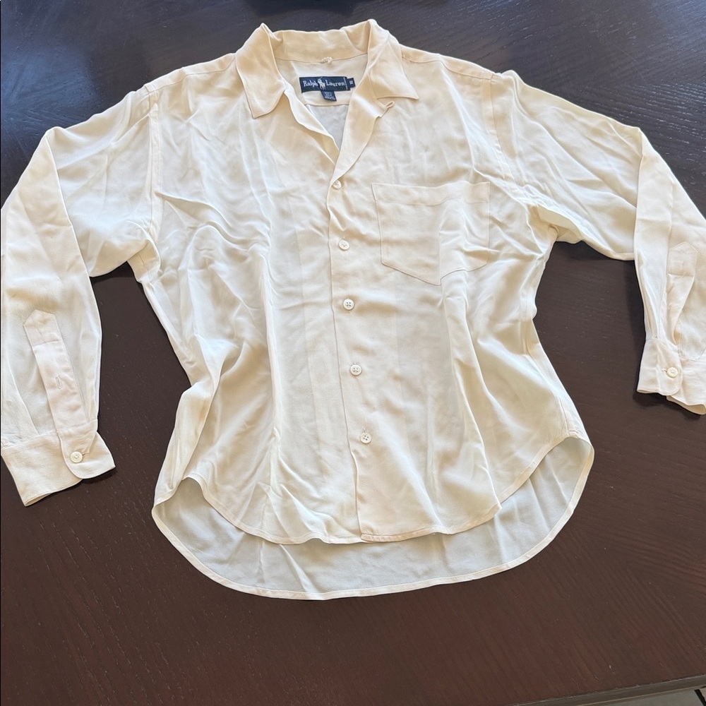 Ralph Lauren Cream Button Down silk Shirt